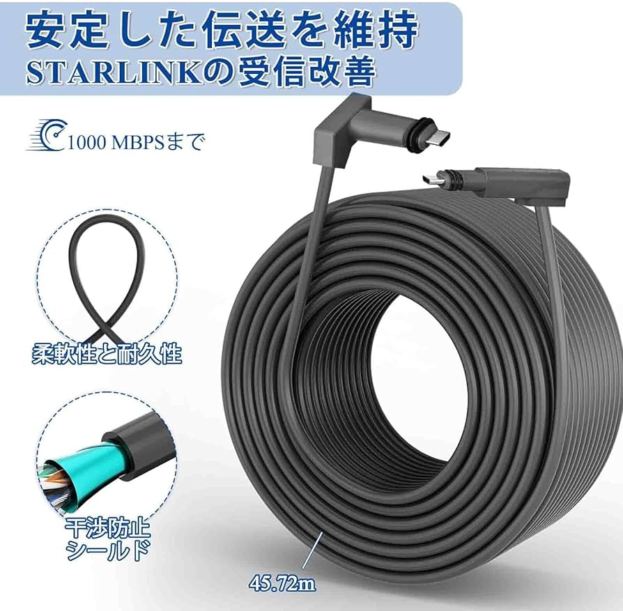 Amazon.co.jp: Starlink V2交換用ケーブル(23メートル) 第二世代